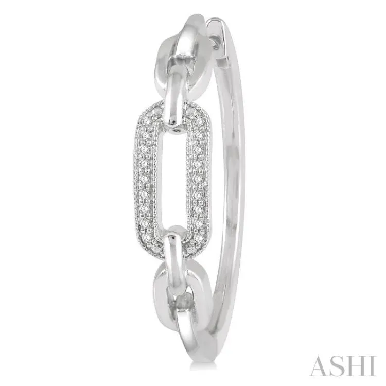 1/10 ctw Round Cut Diamond Paper Clip Hoop Earring in Sterling Silver