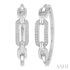 1/10 ctw Round Cut Diamond Paper Clip Hoop Earring in Sterling Silver