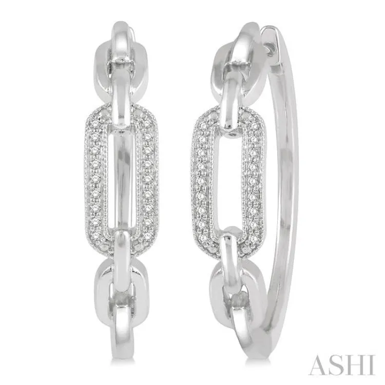 1/10 ctw Round Cut Diamond Paper Clip Hoop Earring in Sterling Silver