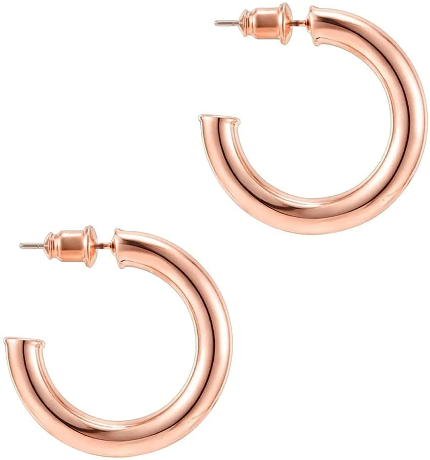 14K Gold Colored Lightweight Chunky Open Hoops