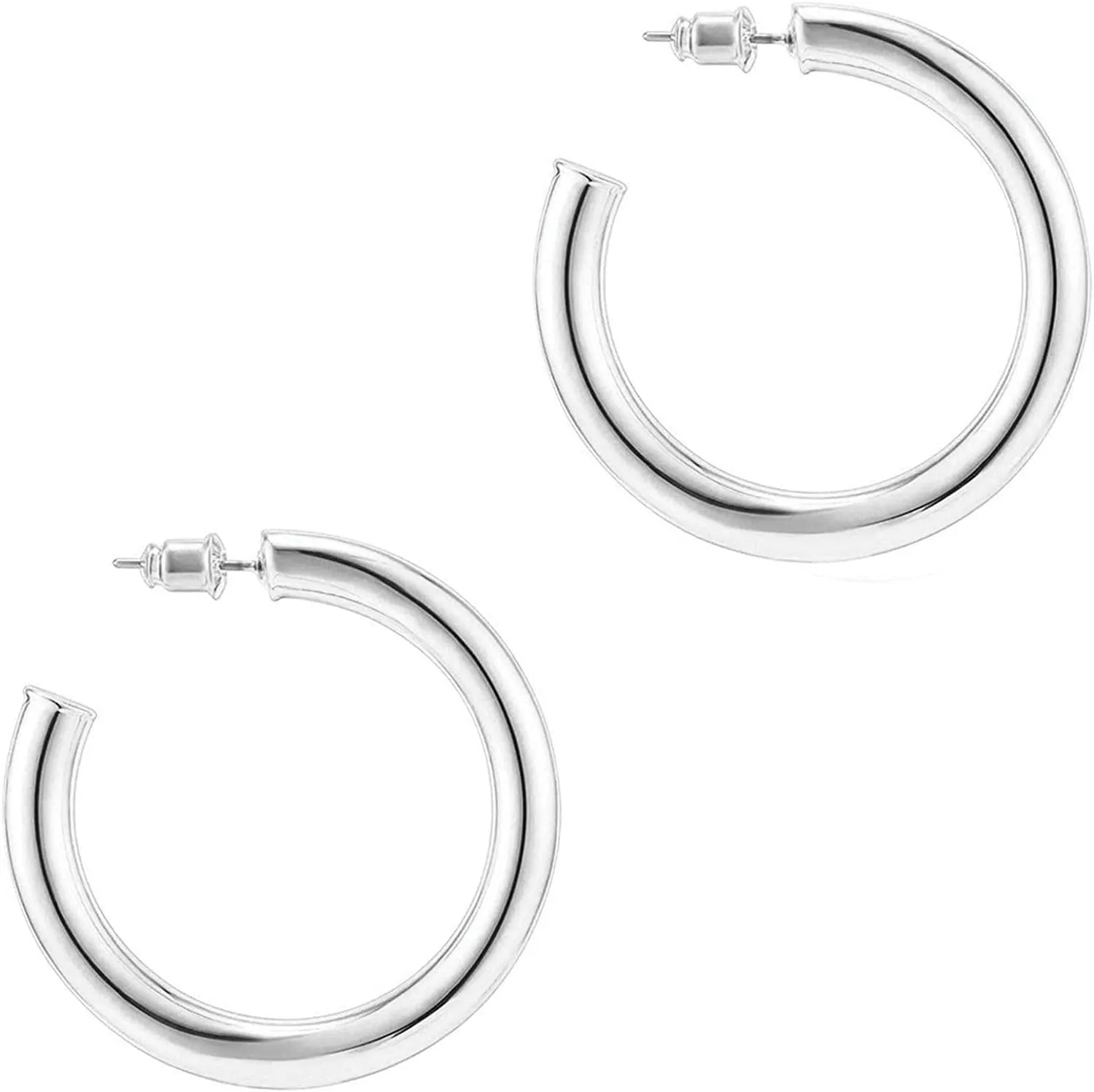14K Gold Colored Lightweight Chunky Open Hoops