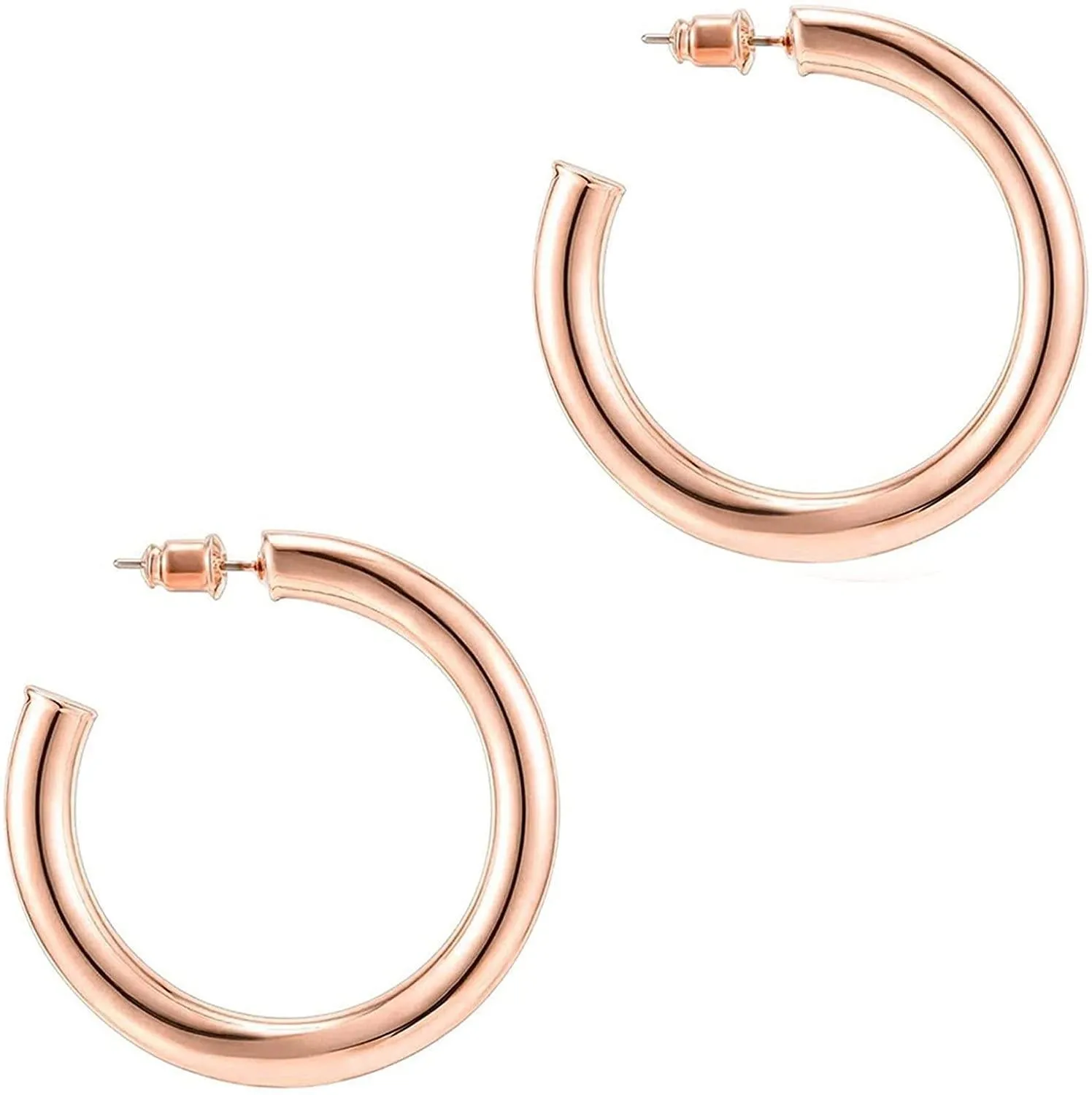 14K Gold Colored Lightweight Chunky Open Hoops