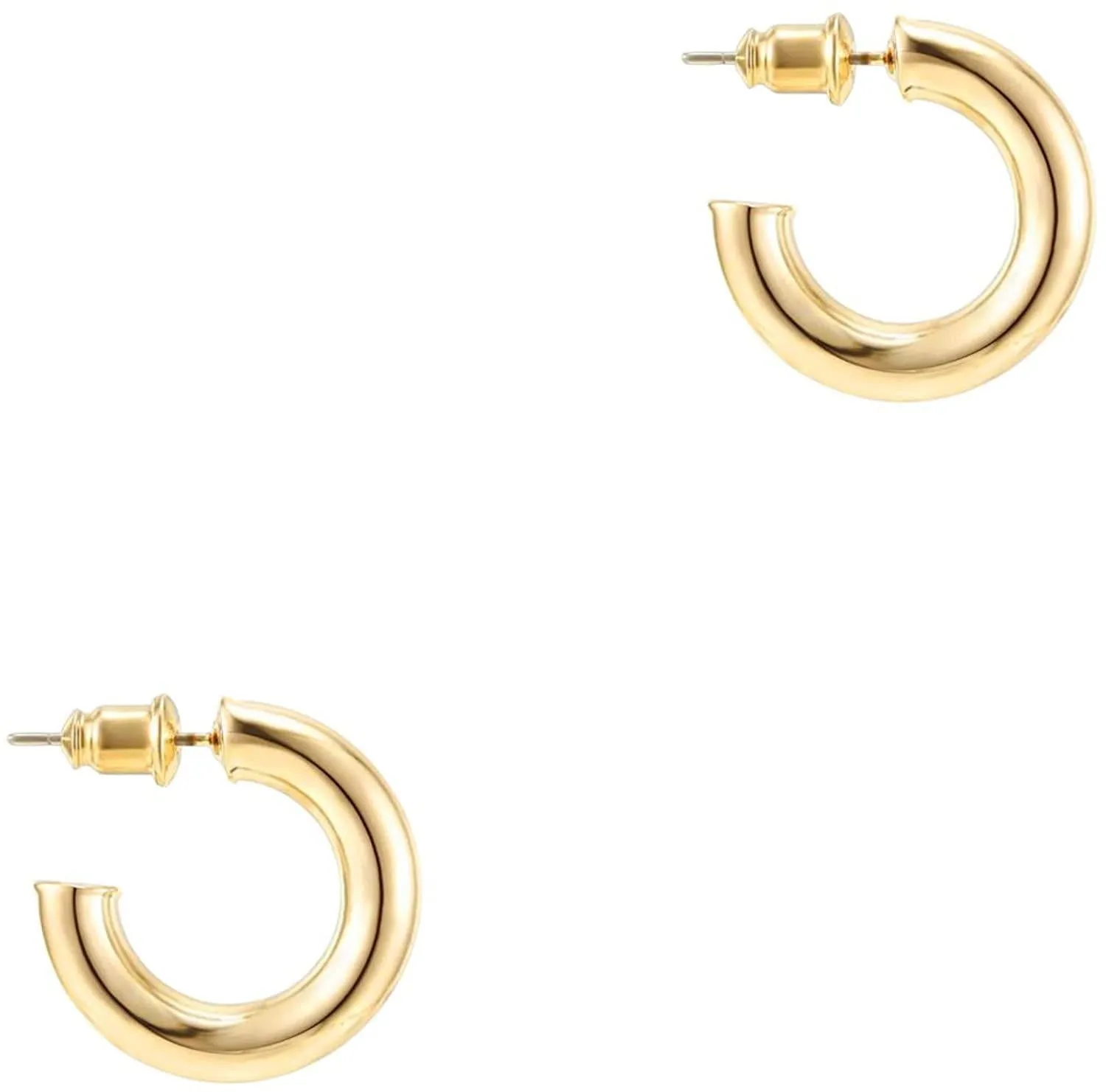 14K Gold Colored Lightweight Chunky Open Hoops