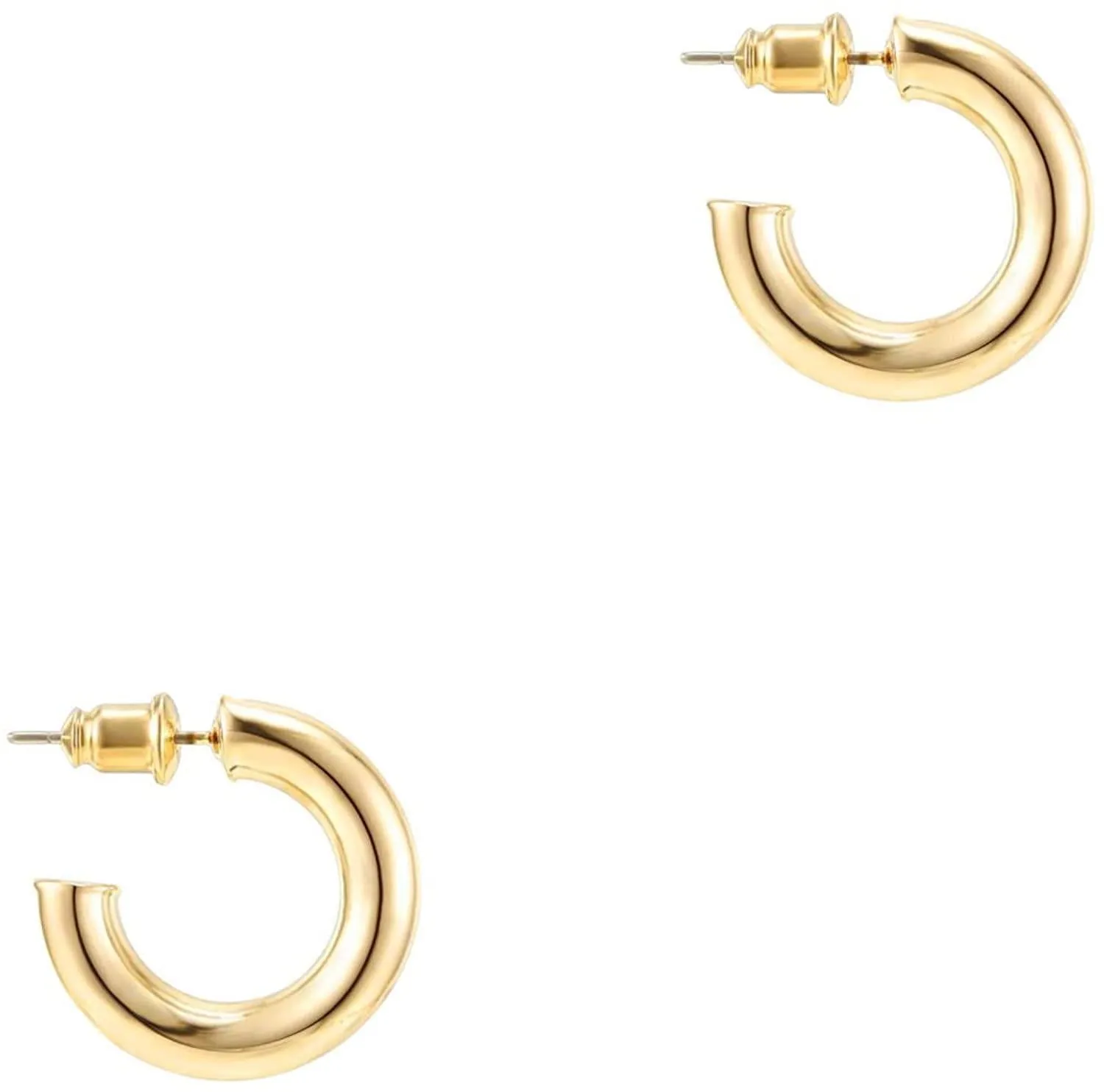 14K Gold Colored Lightweight Chunky Open Hoops