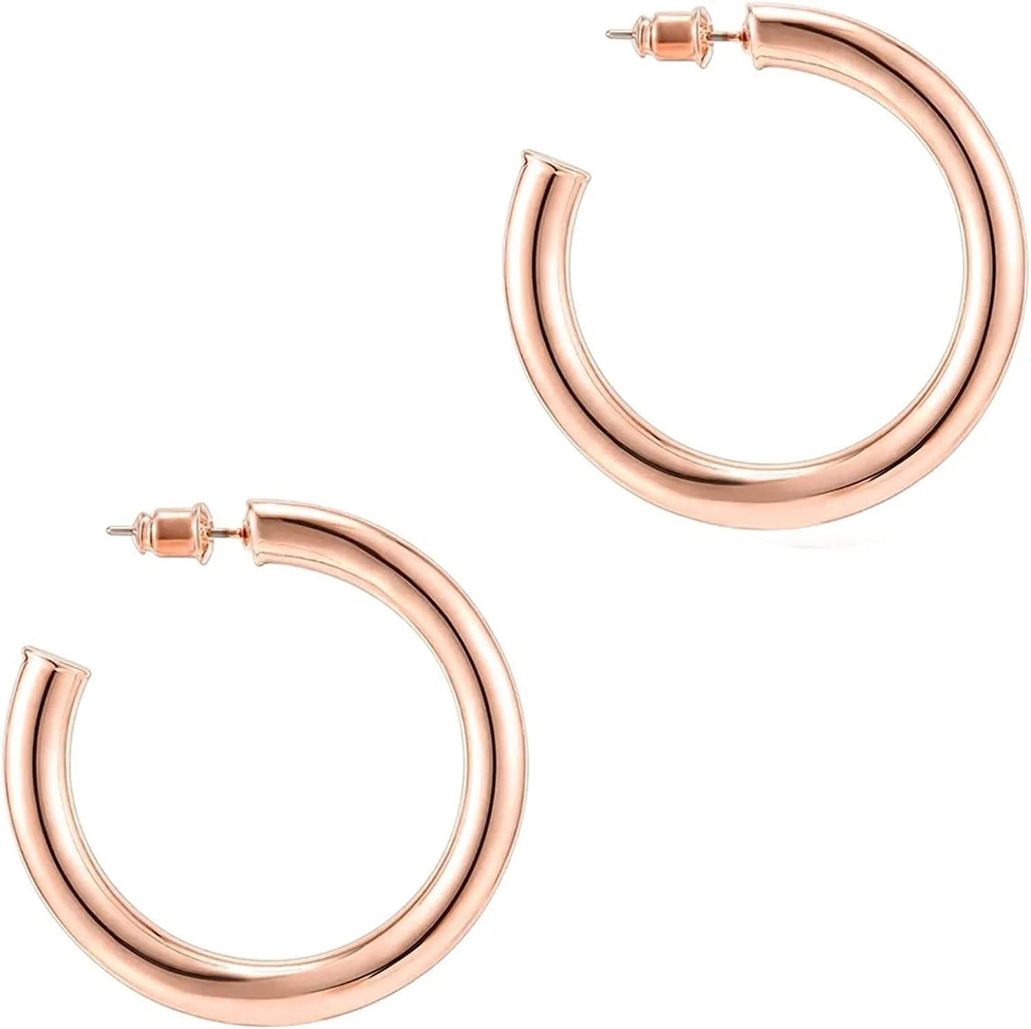 14K Gold Colored Lightweight Chunky Open Hoops