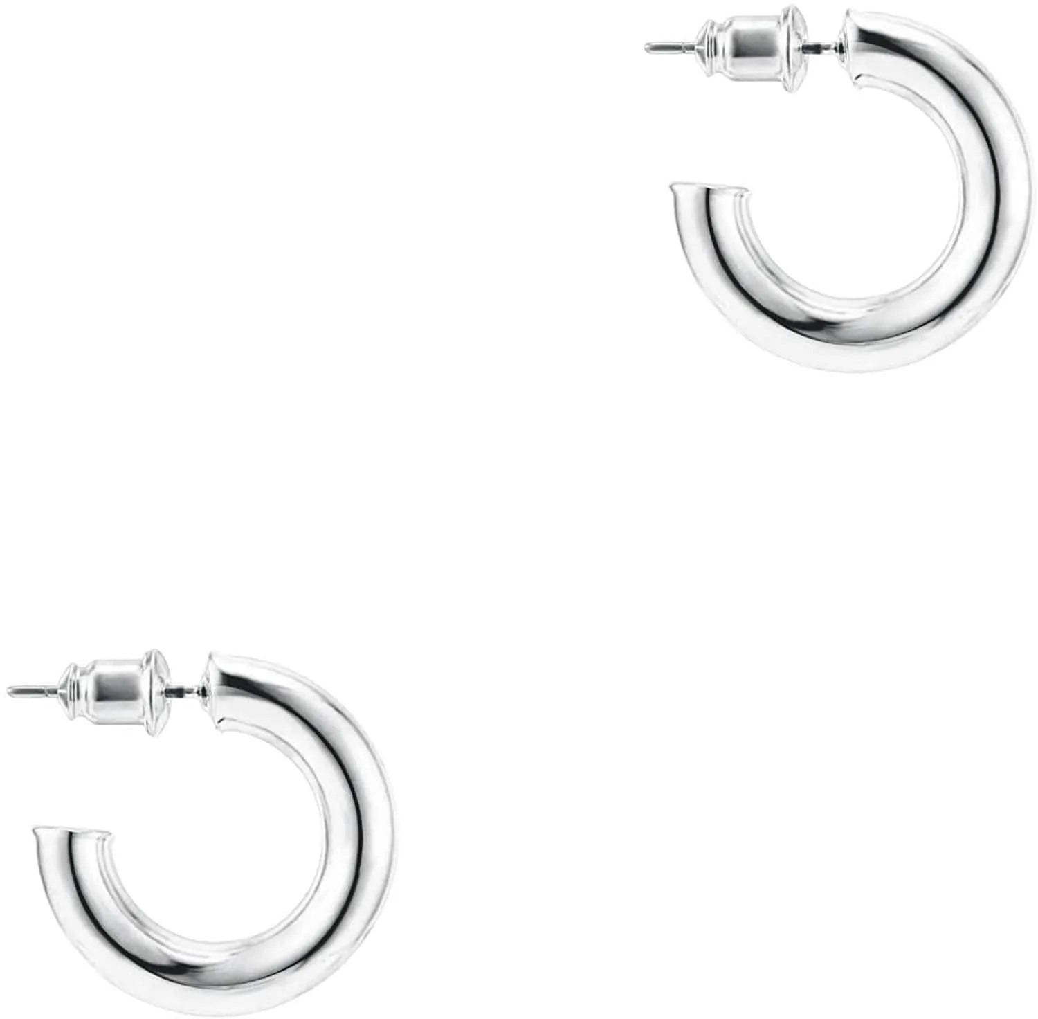 14K Gold Colored Lightweight Chunky Open Hoops