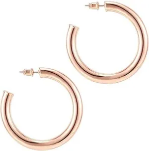14K Gold Colored Lightweight Chunky Open Hoops