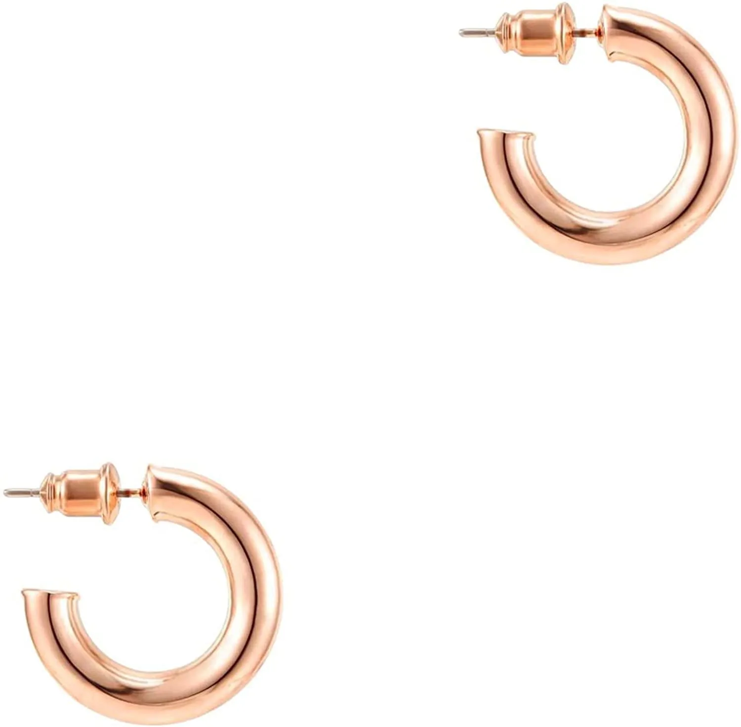 14K Gold Colored Lightweight Chunky Open Hoops