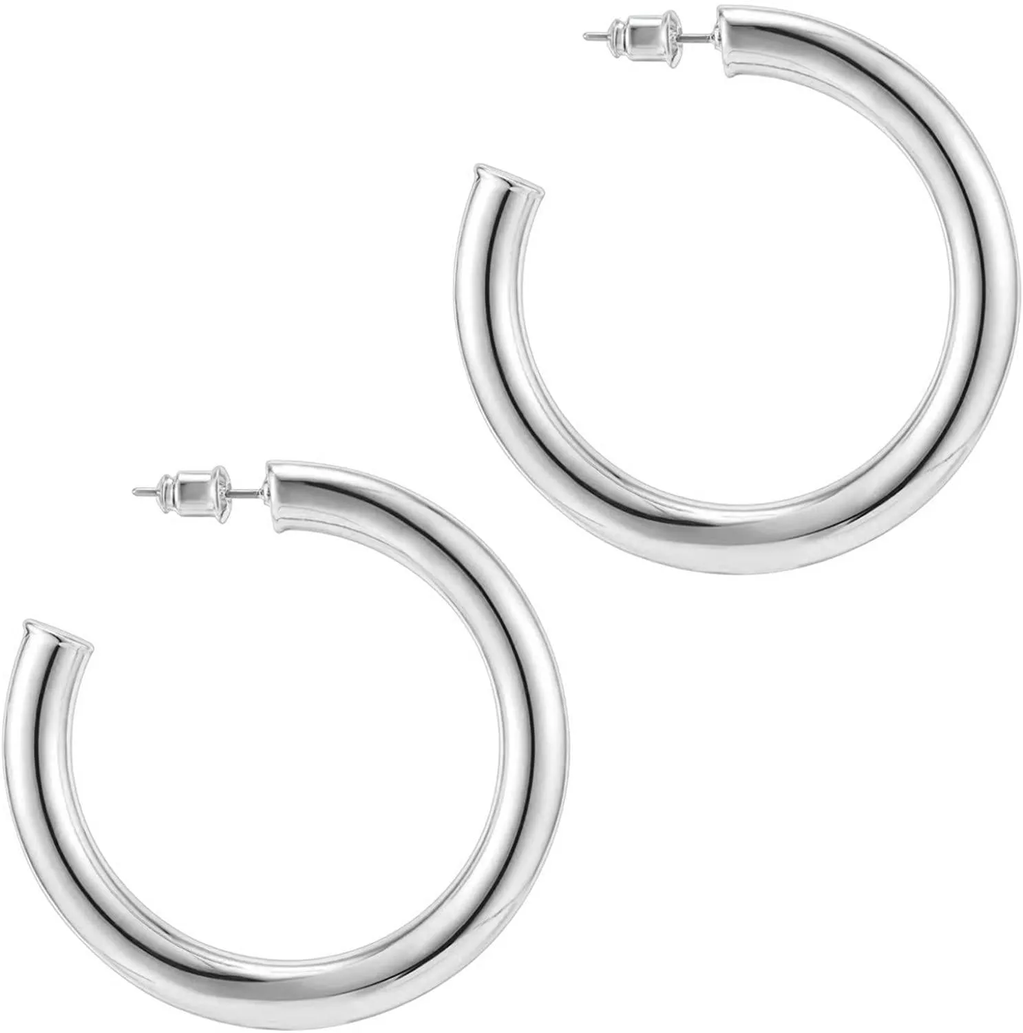 14K Gold Colored Lightweight Chunky Open Hoops