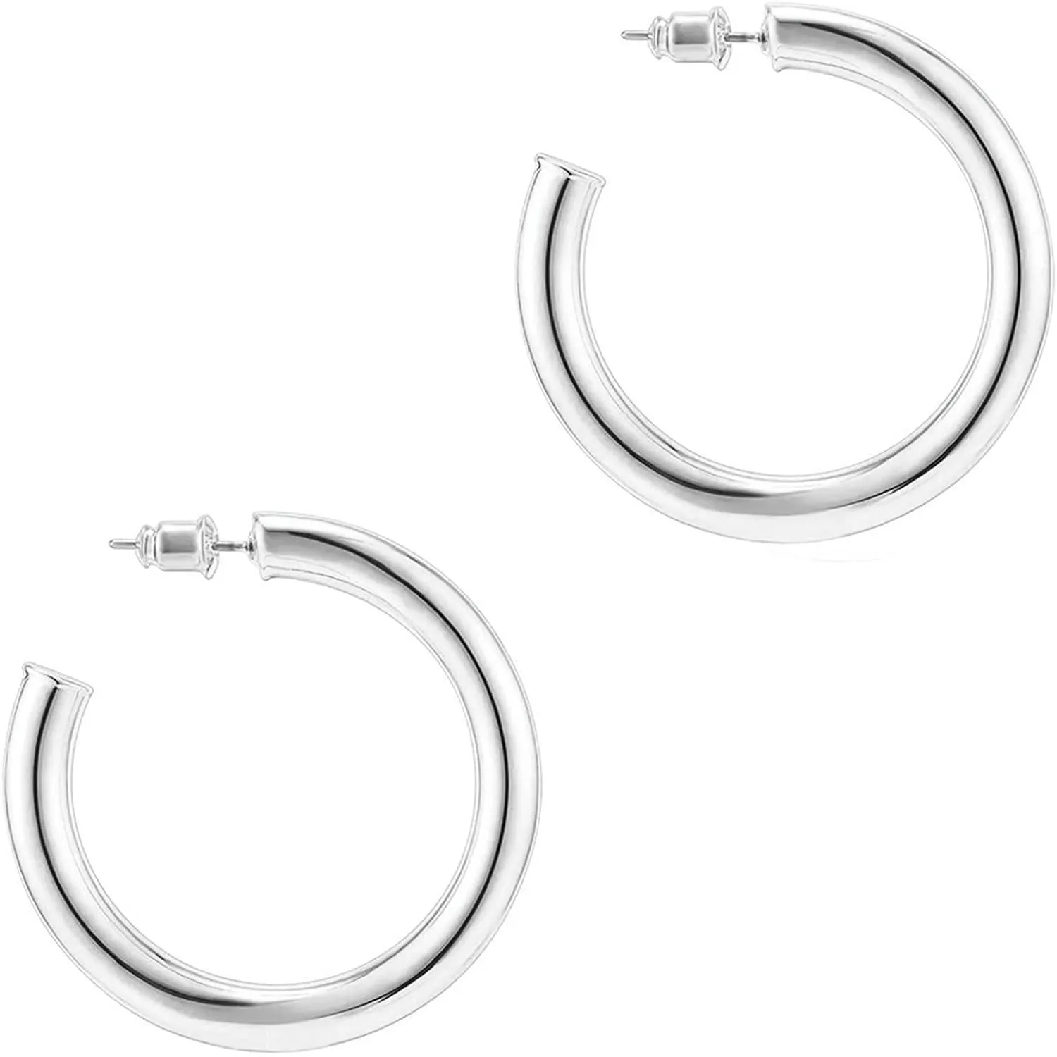 14K Gold Colored Lightweight Chunky Open Hoops