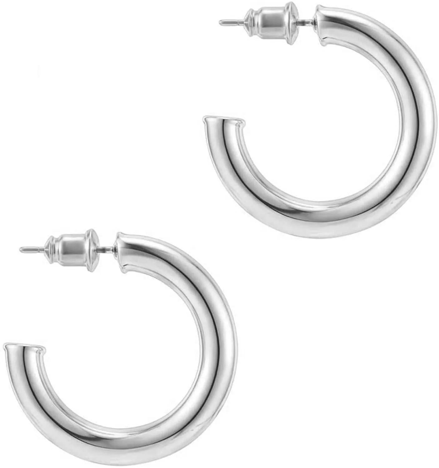 14K Gold Colored Lightweight Chunky Open Hoops