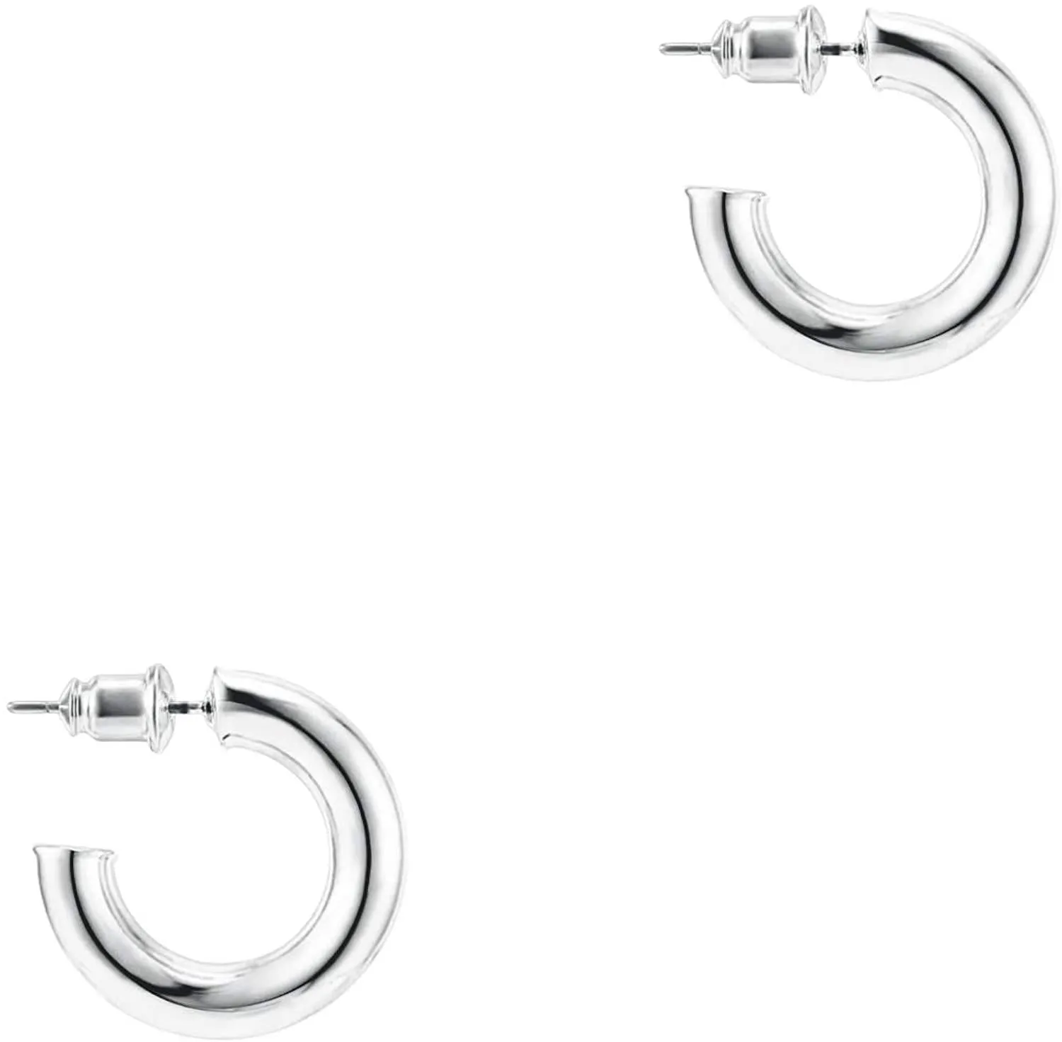 14K Gold Colored Lightweight Chunky Open Hoops