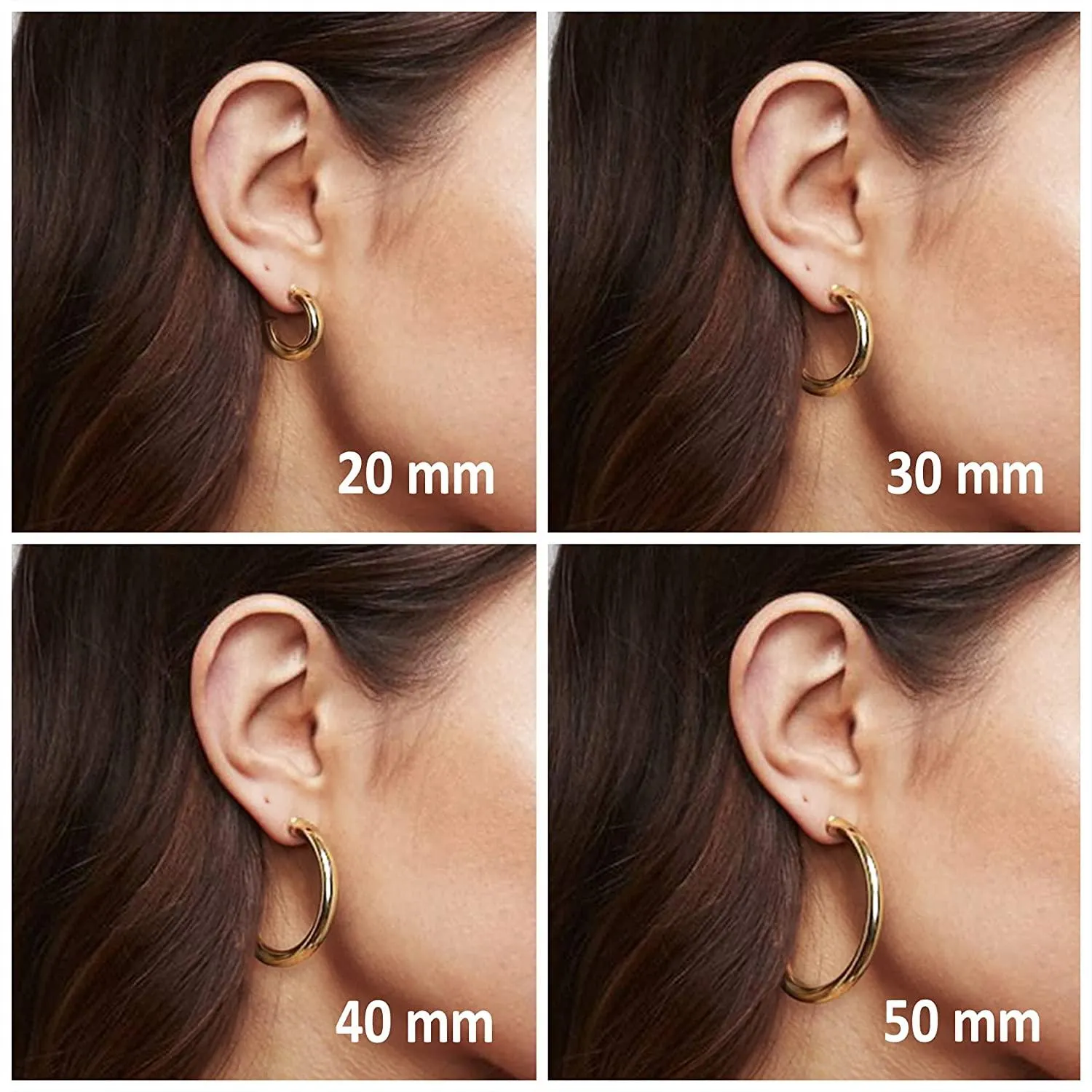 14K Gold Colored Lightweight Chunky Open Hoops