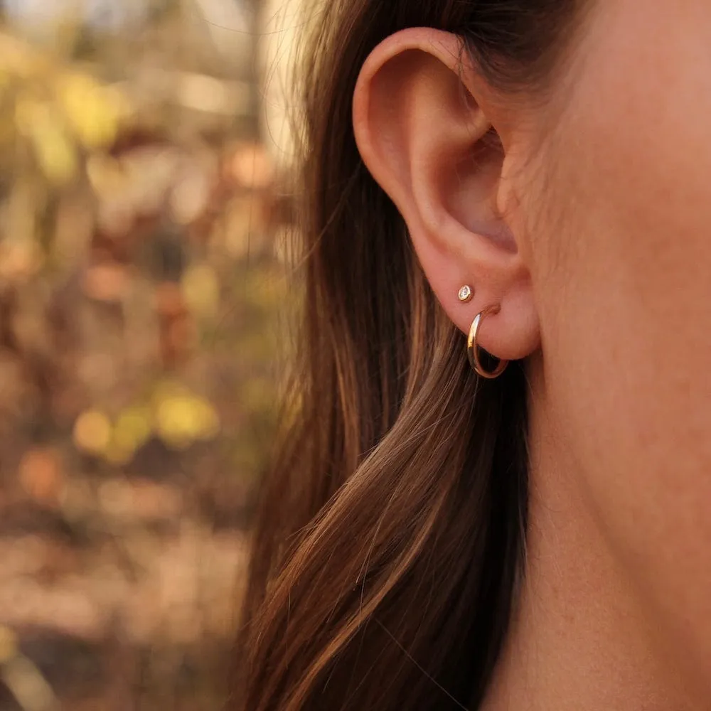 14K Yellow Gold Post Hoop Earrings