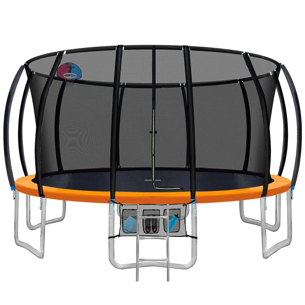 16FT Trampoline w/ Safety Net, Basketball Set, Ladder - Everfit