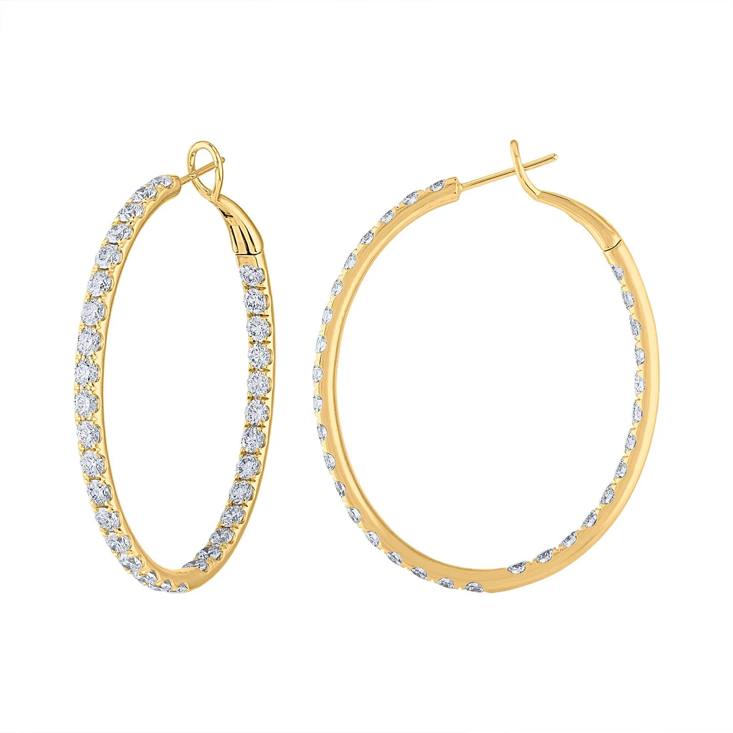 18KT GOLD DIAMOND LARGE OVAL HOOP EARRING