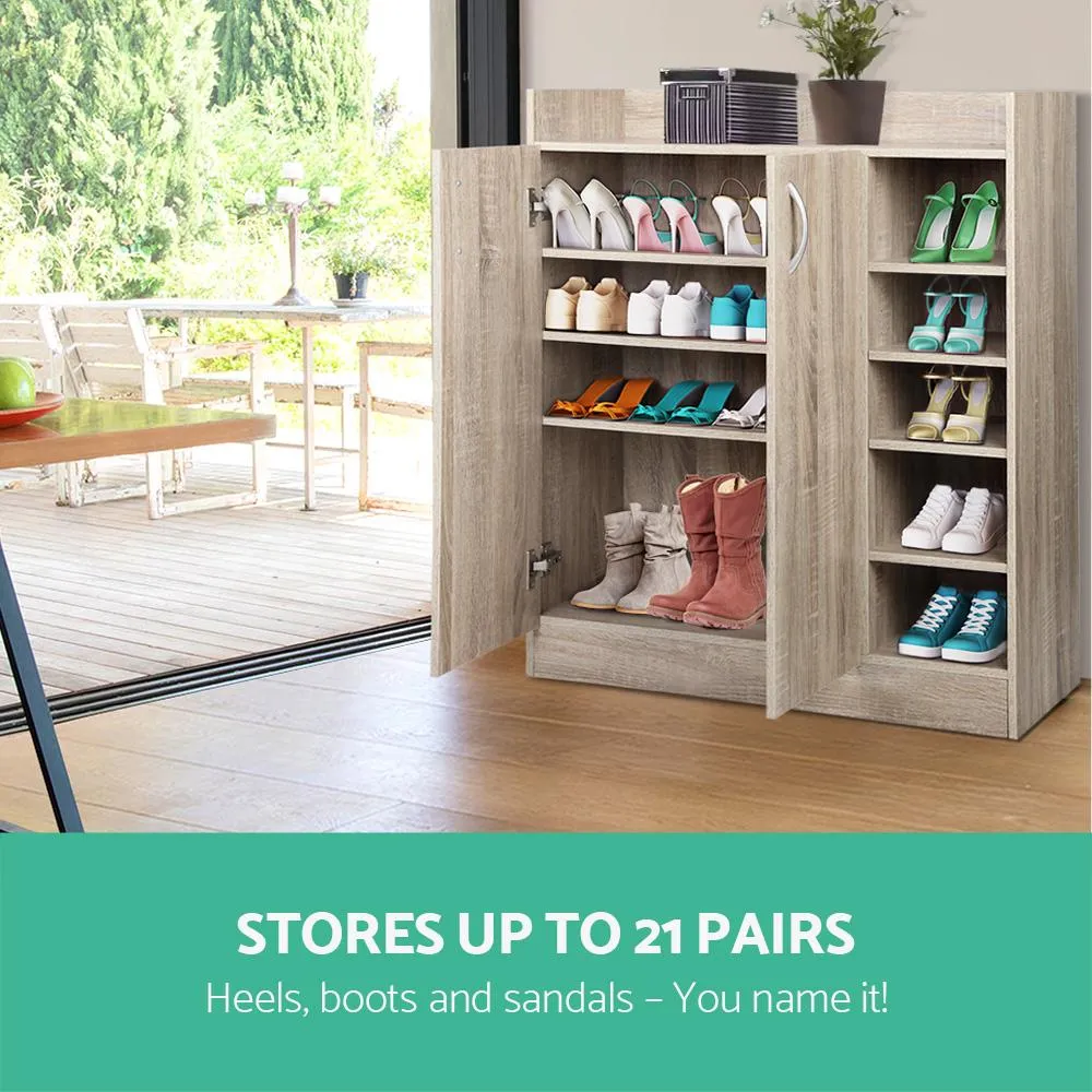 2 Doors Shoe Cabinet Storage Cupboard - Wood
