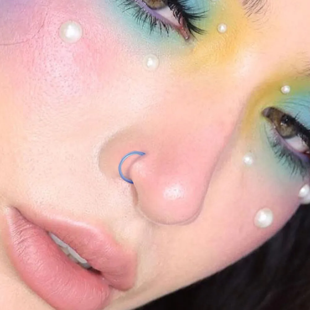 20G 9PCS Pack Colorful Acrylic Nose Hoop Ring