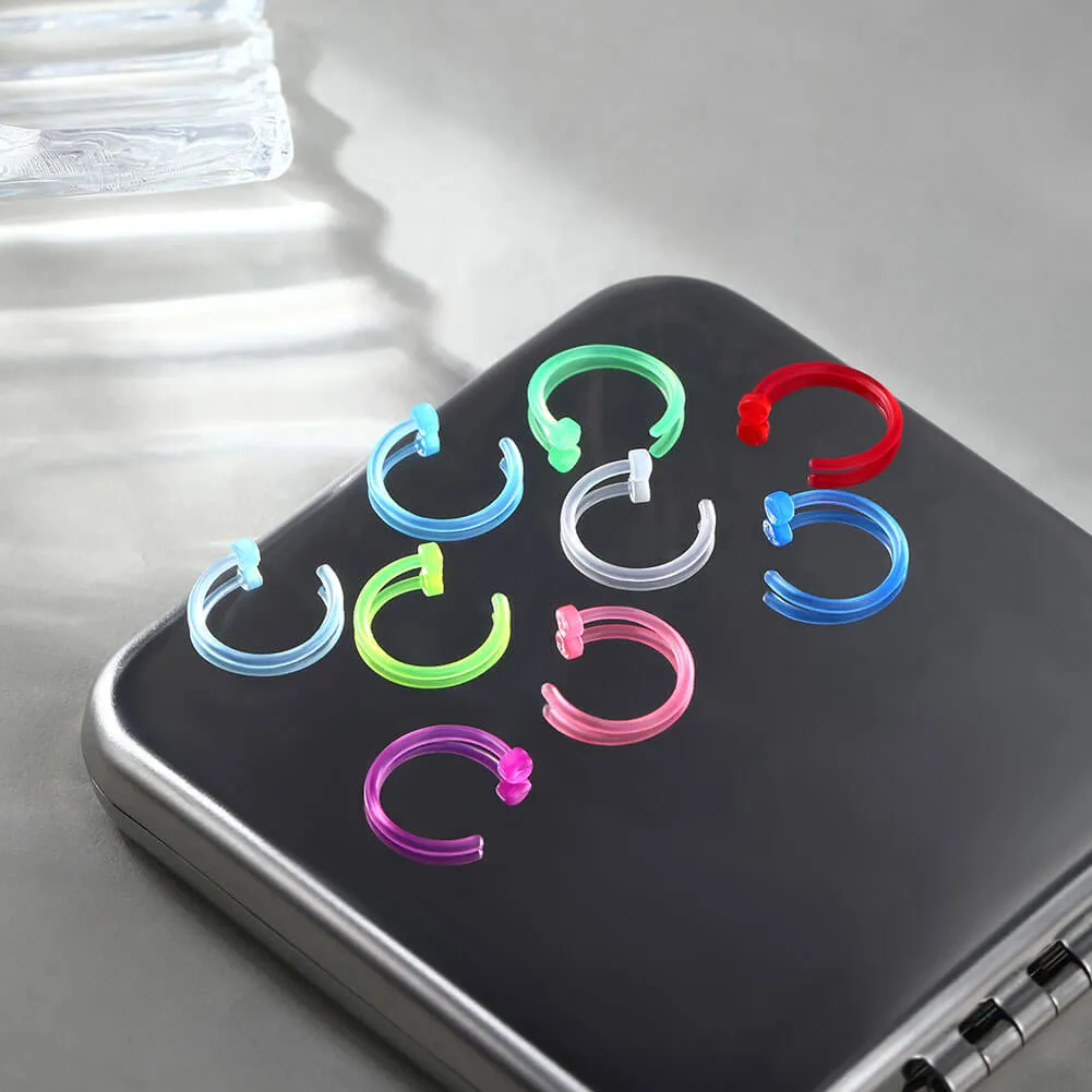 20G 9PCS Pack Colorful Acrylic Nose Hoop Ring