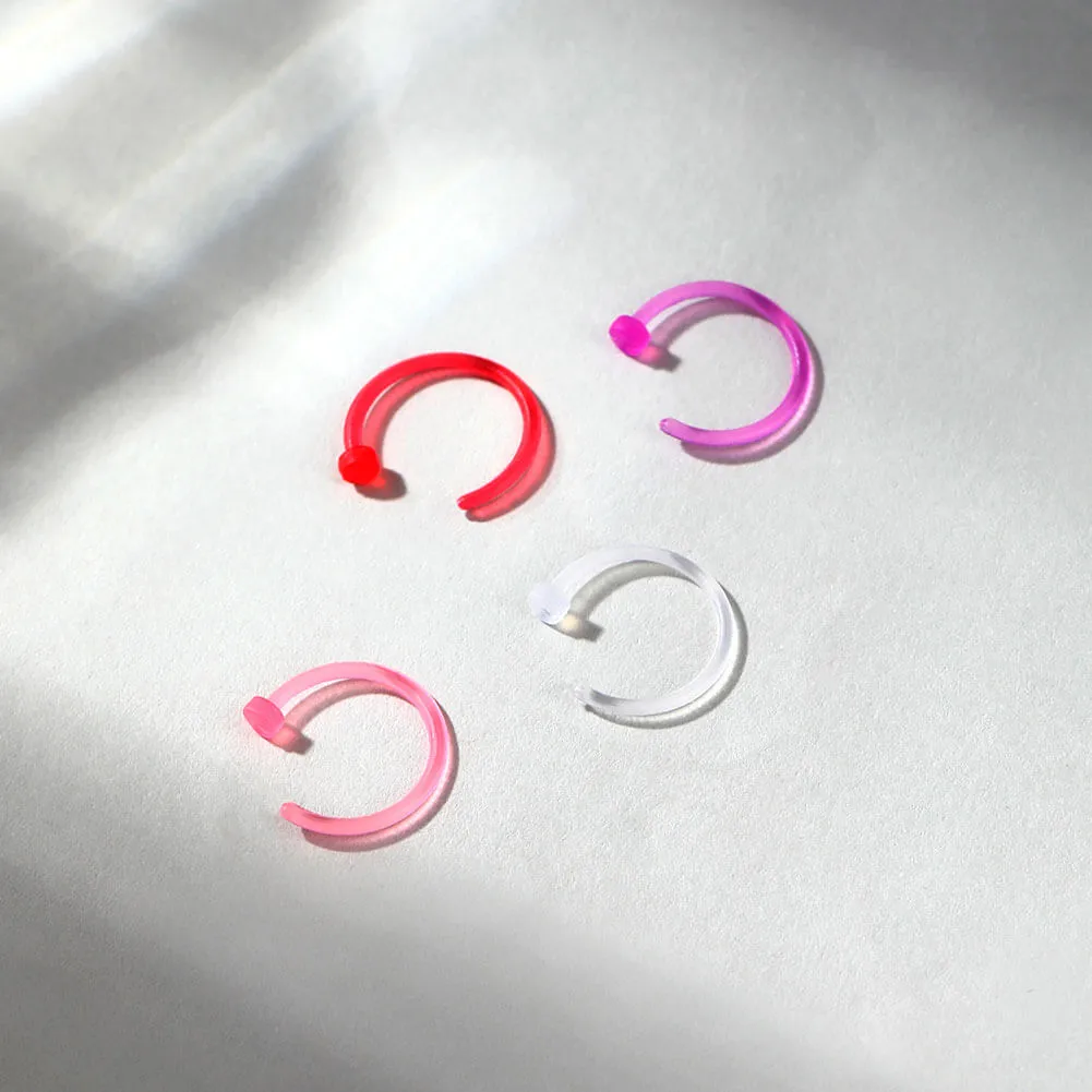 20G 9PCS Pack Colorful Acrylic Nose Hoop Ring