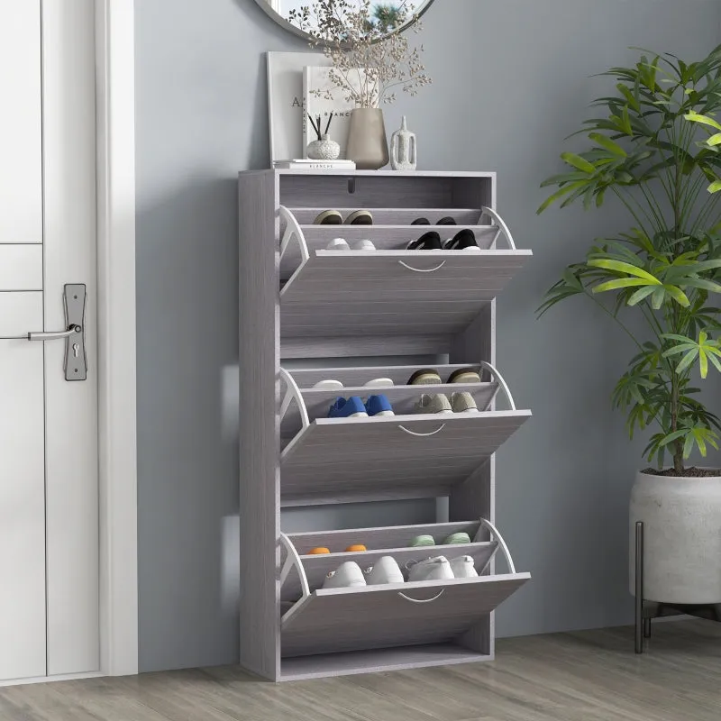 3-Drawer Slim Shoe Storage Cabinet, White, 12-Pair Organizer for Hallway