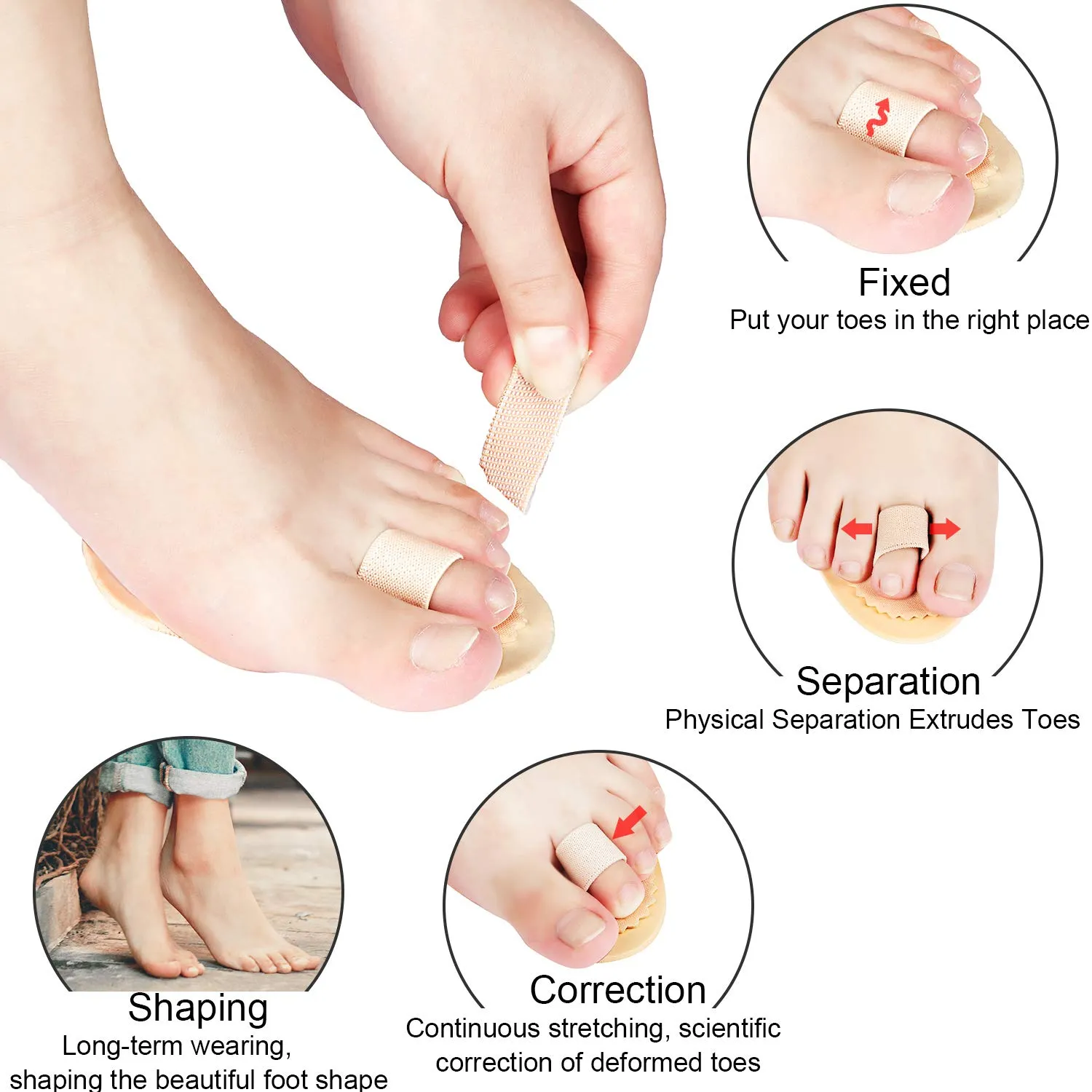 4 Pieces Hammer Toe Hammer Toe Support Toe Splint for Toes, Hammer Toes, Claw Toes