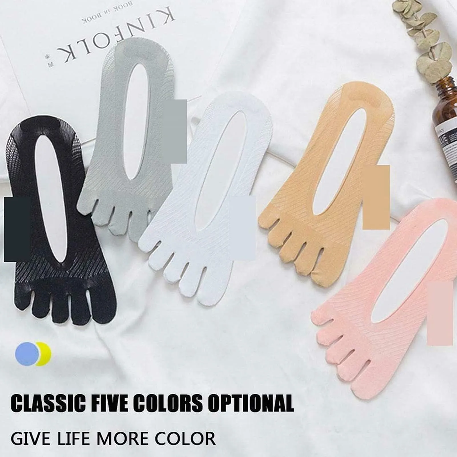 5 Pairs Sock Align Toe Socks for Bunion, No Show Low Cut Five Finger Orthopedic Compression Socks For Women (Toe Socks-B) Toe Socks-B