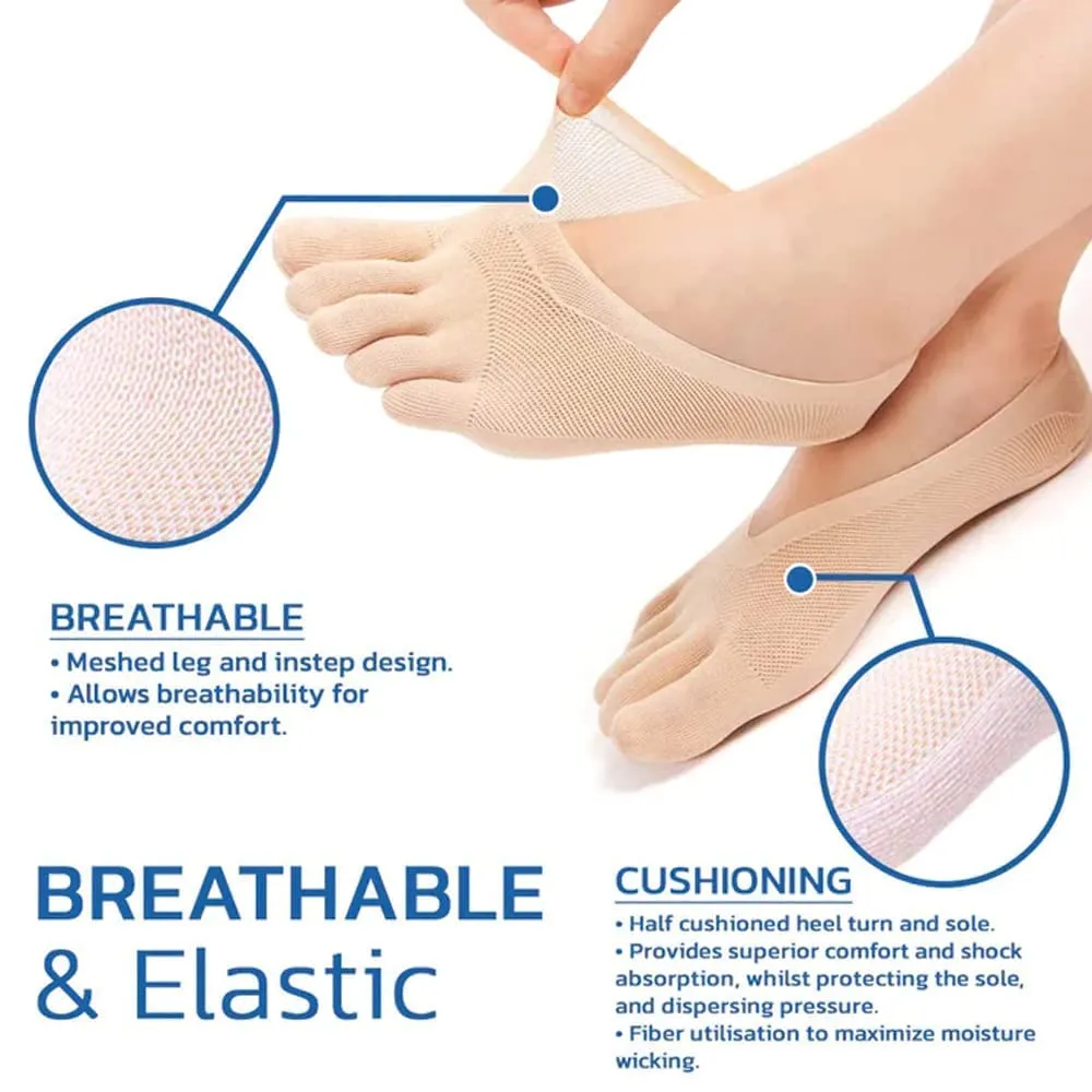 5 Pairs Sock Align Toe Socks for Bunion, No Show Low Cut Five Finger Orthopedic Compression Socks For Women (Toe Socks-B) Toe Socks-B