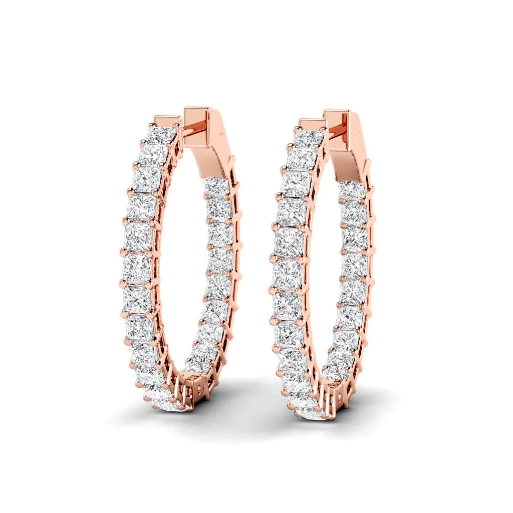 5.50 CT Princess Cut Diamonds - Hoop Earrings