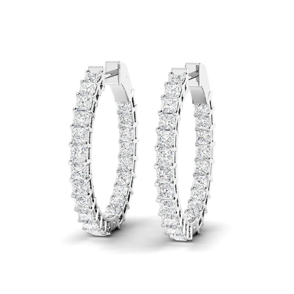 5.50 CT Princess Cut Diamonds - Hoop Earrings