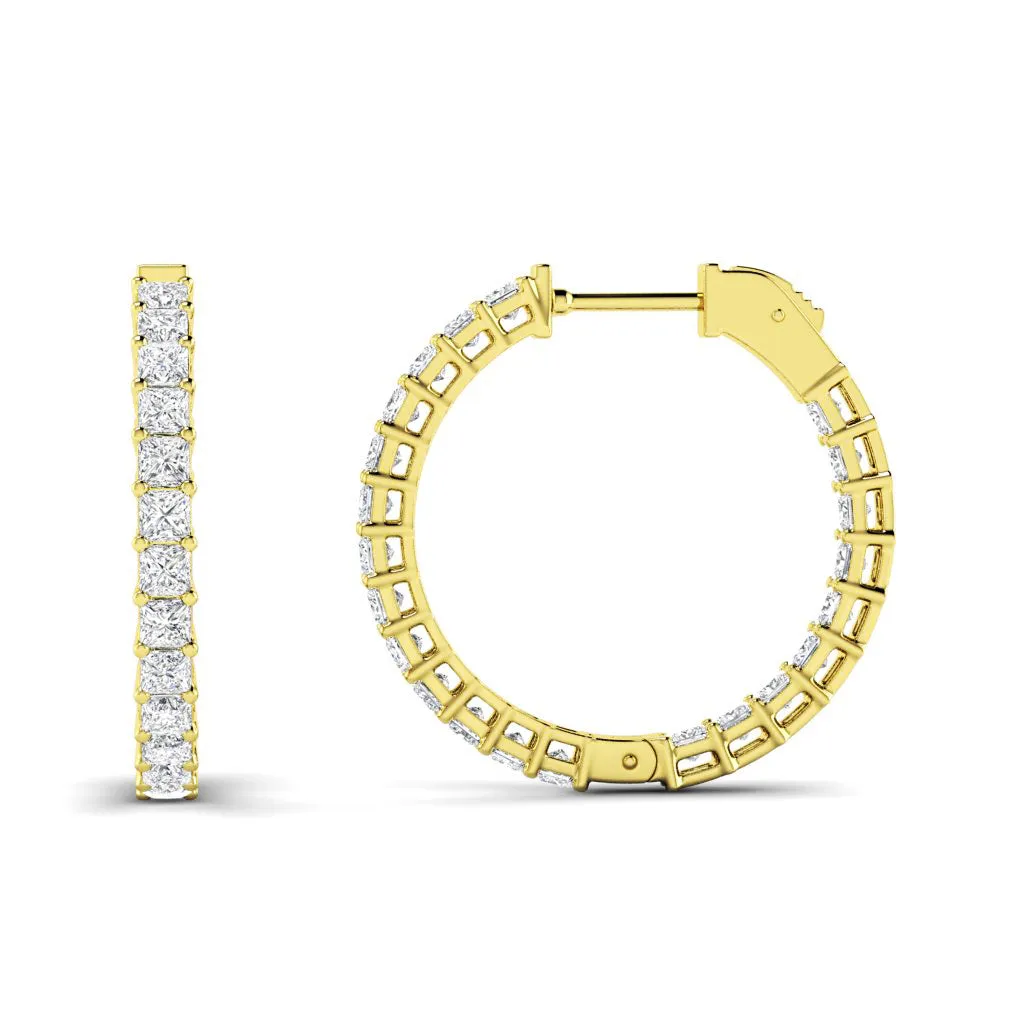 5.50 CT Princess Cut Diamonds - Hoop Earrings
