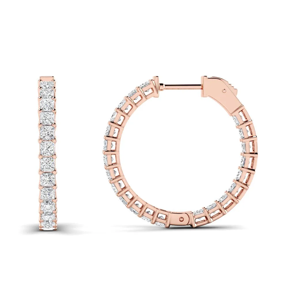 5.50 CT Princess Cut Diamonds - Hoop Earrings