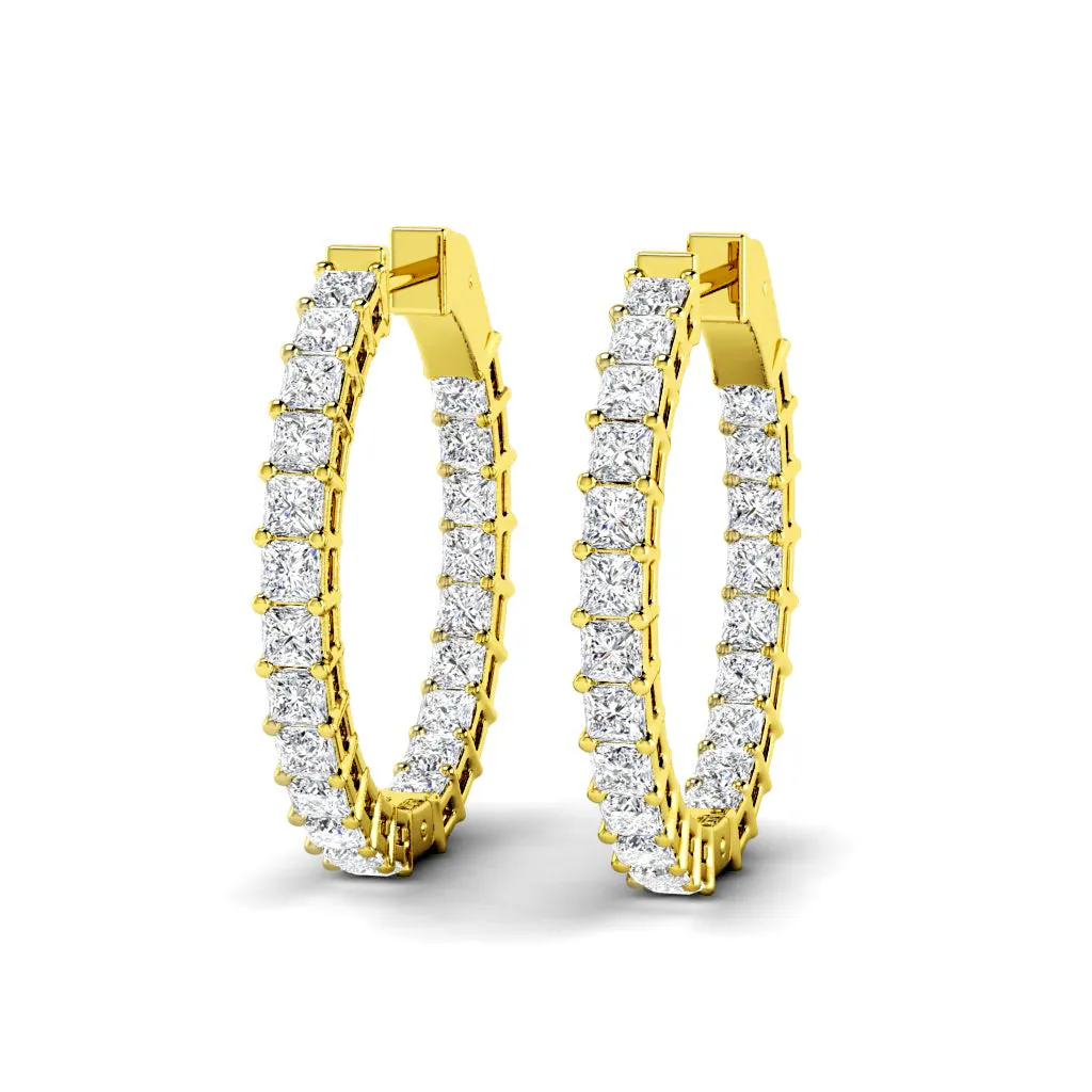5.50 CT Princess Cut Diamonds - Hoop Earrings