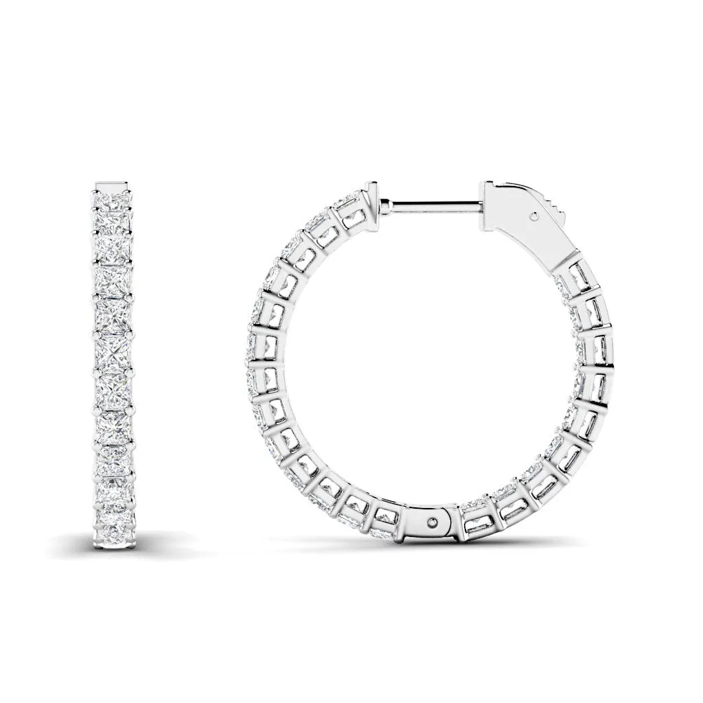 5.50 CT Princess Cut Diamonds - Hoop Earrings