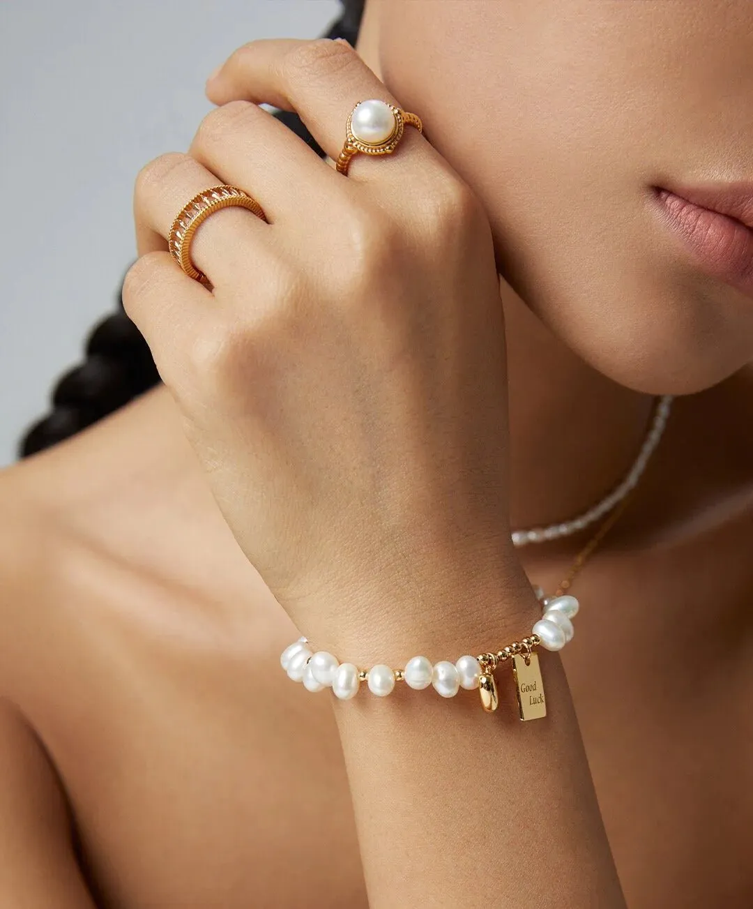 Adelina - Twisted Pearl Adjustable Open Ring