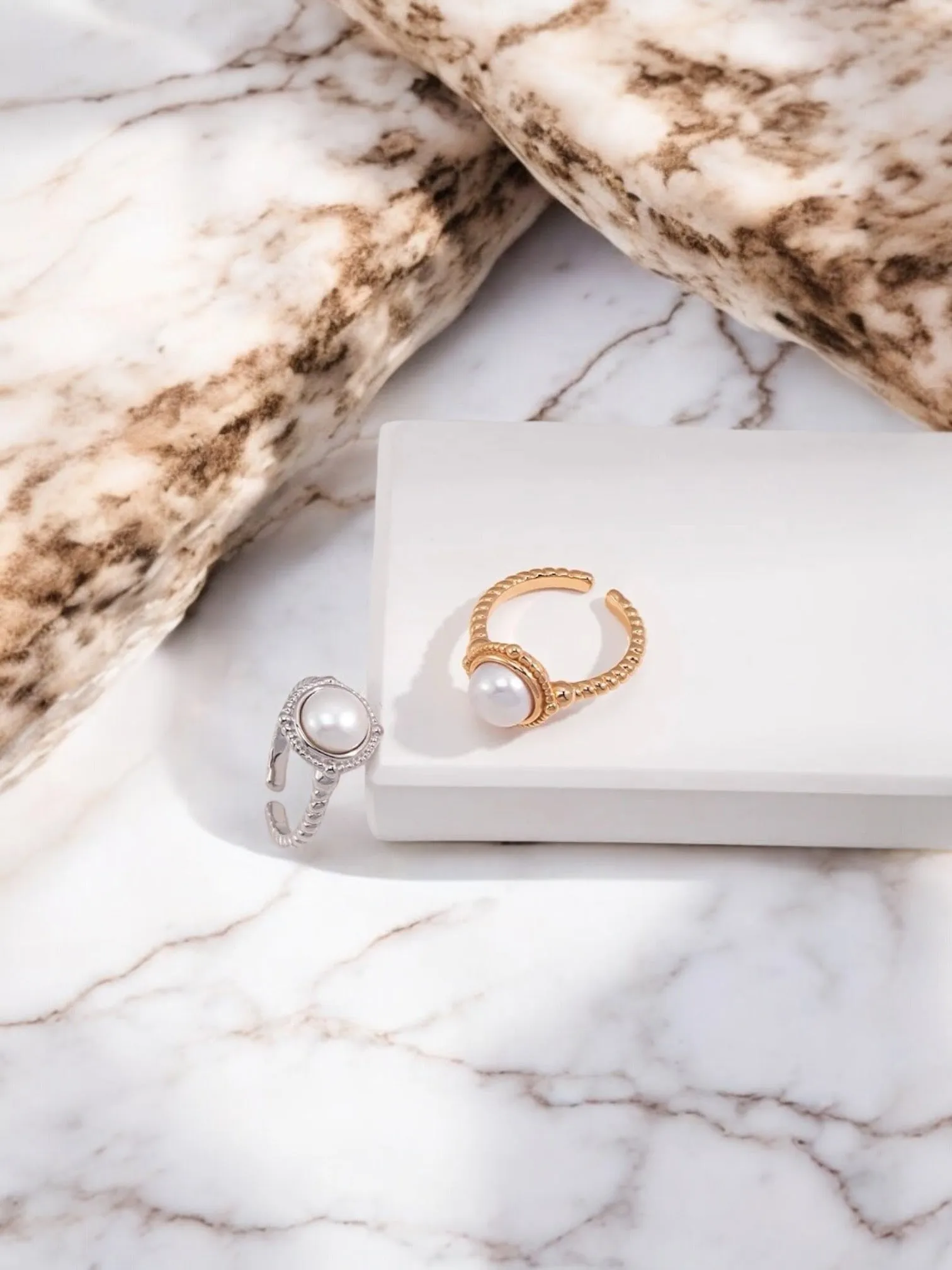 Adelina - Twisted Pearl Adjustable Open Ring