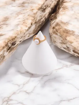 Adelina - Twisted Pearl Adjustable Open Ring