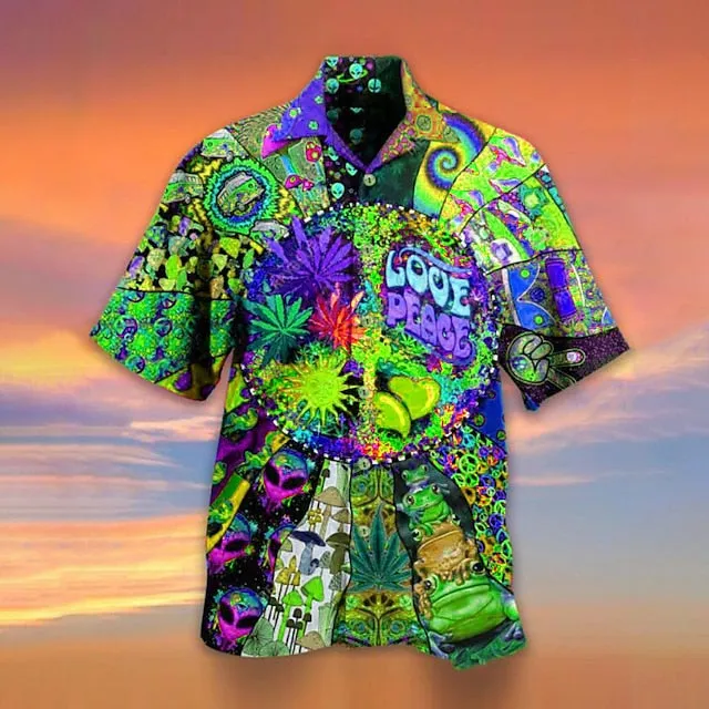 Aloha Hawaiian Men's 3D Print Camp Shirt for Summer Vacations