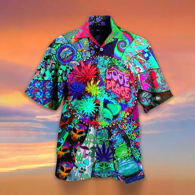 Aloha Hawaiian Men's 3D Print Camp Shirt for Summer Vacations