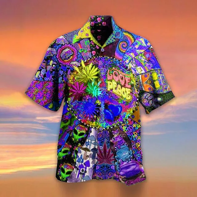 Aloha Hawaiian Men's 3D Print Camp Shirt for Summer Vacations
