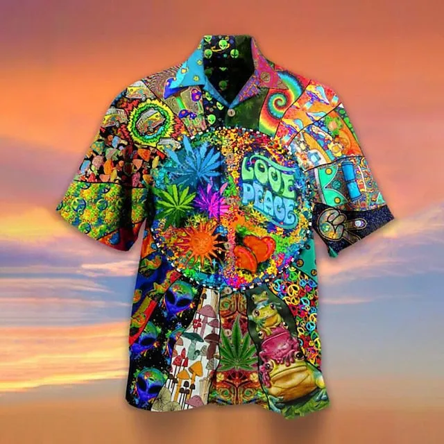 Aloha Hawaiian Men's 3D Print Camp Shirt for Summer Vacations