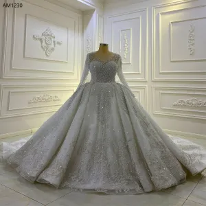 AM1230 Handwork Plus size luxury pearl beaded Ball gown Wedding Dress
