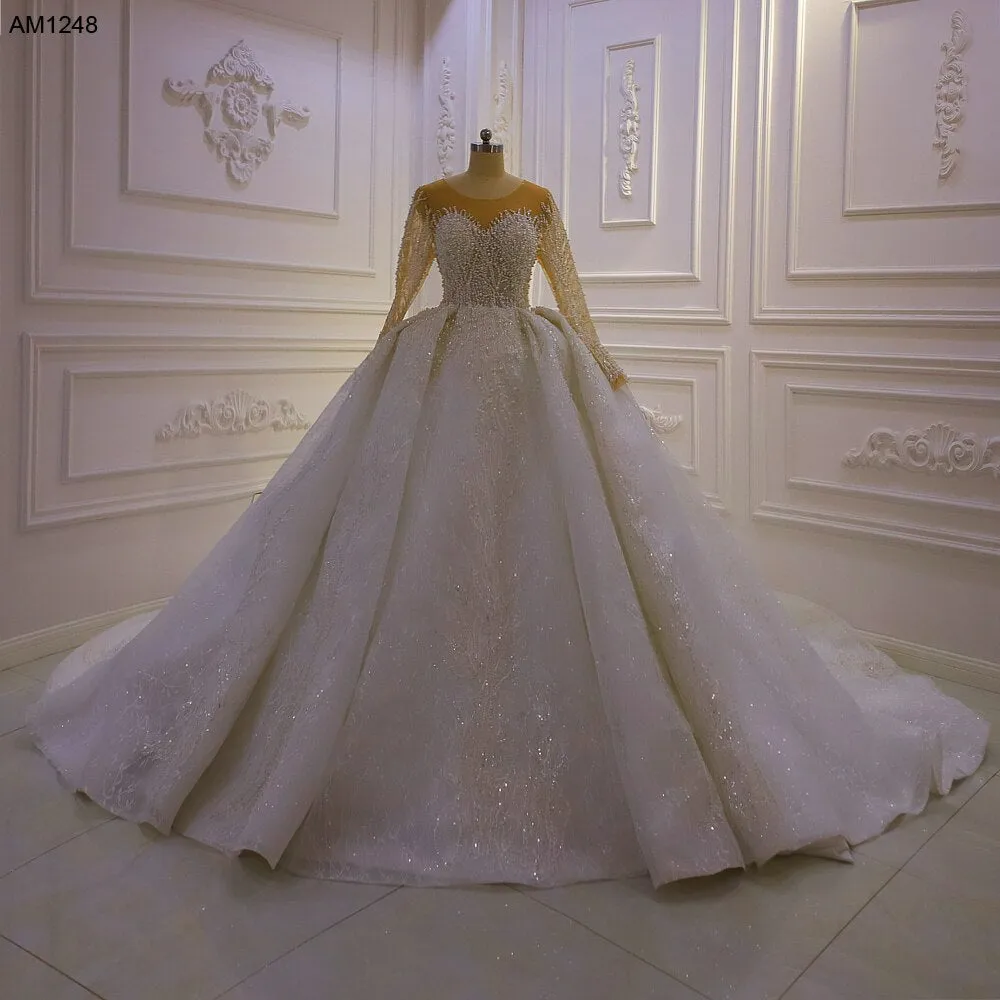 AM1248 Long Sleeve Lace ball gown Wedding Dress