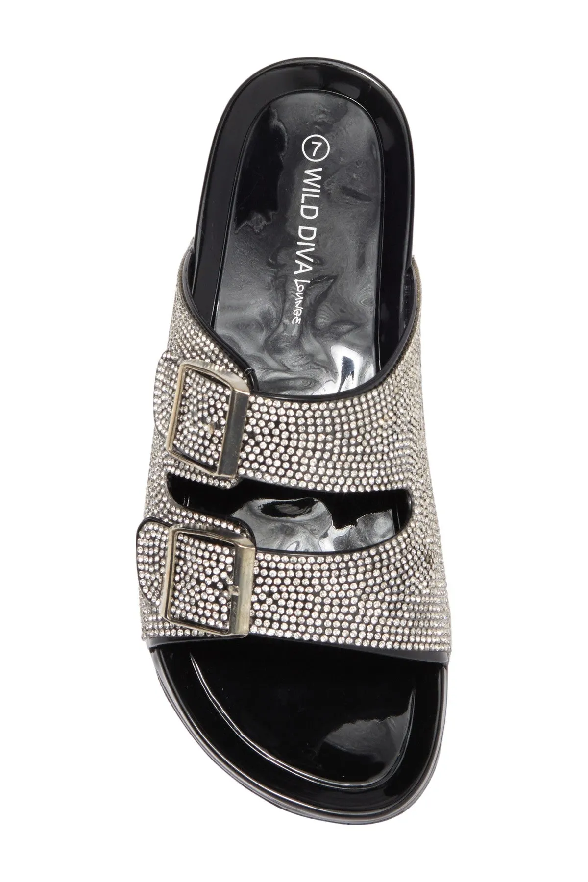 Amar-16 - Wild Diva Dual Buckle Rhinestone Accent Embellished Sandals