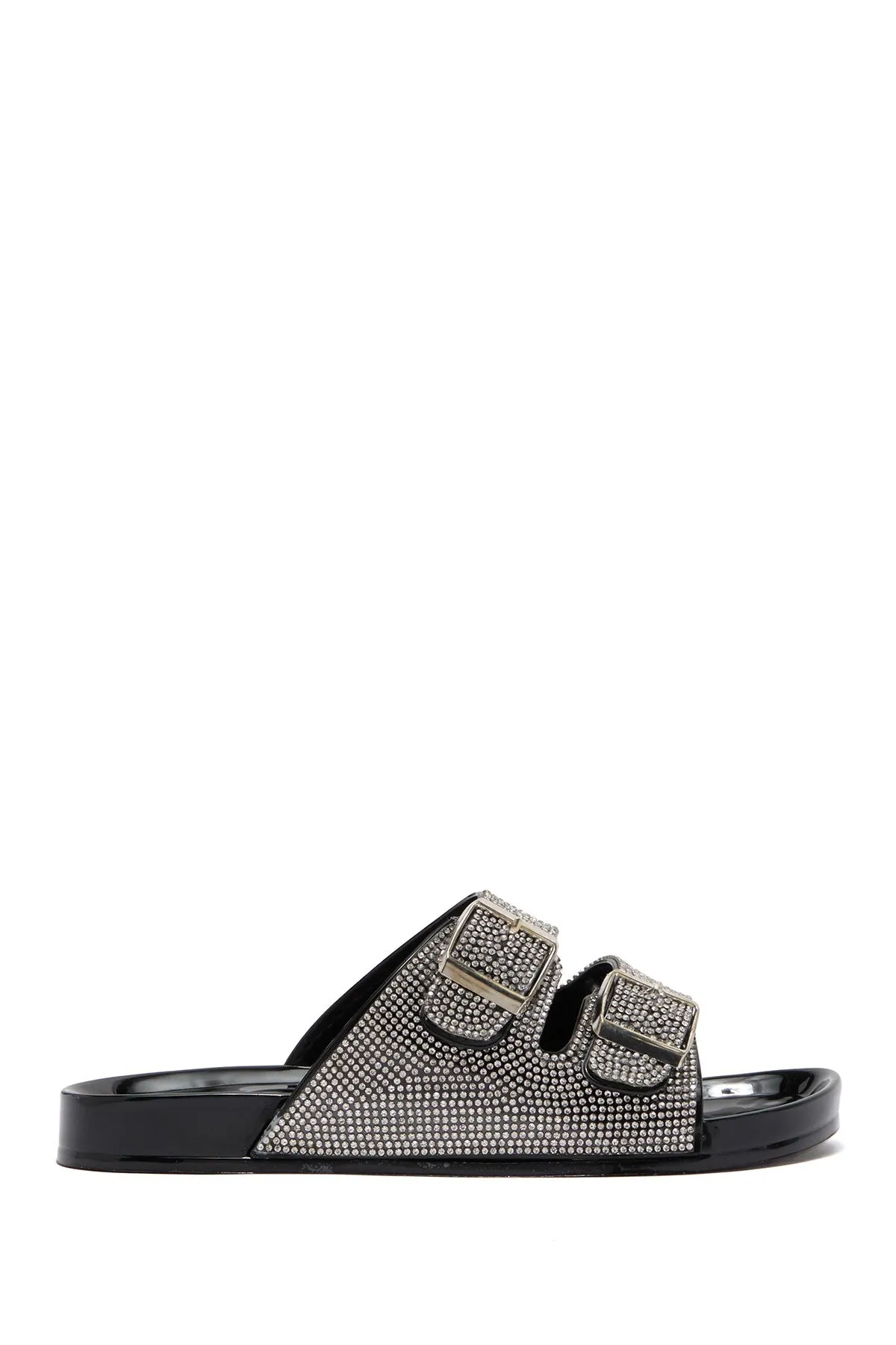 Amar-16 - Wild Diva Dual Buckle Rhinestone Accent Embellished Sandals