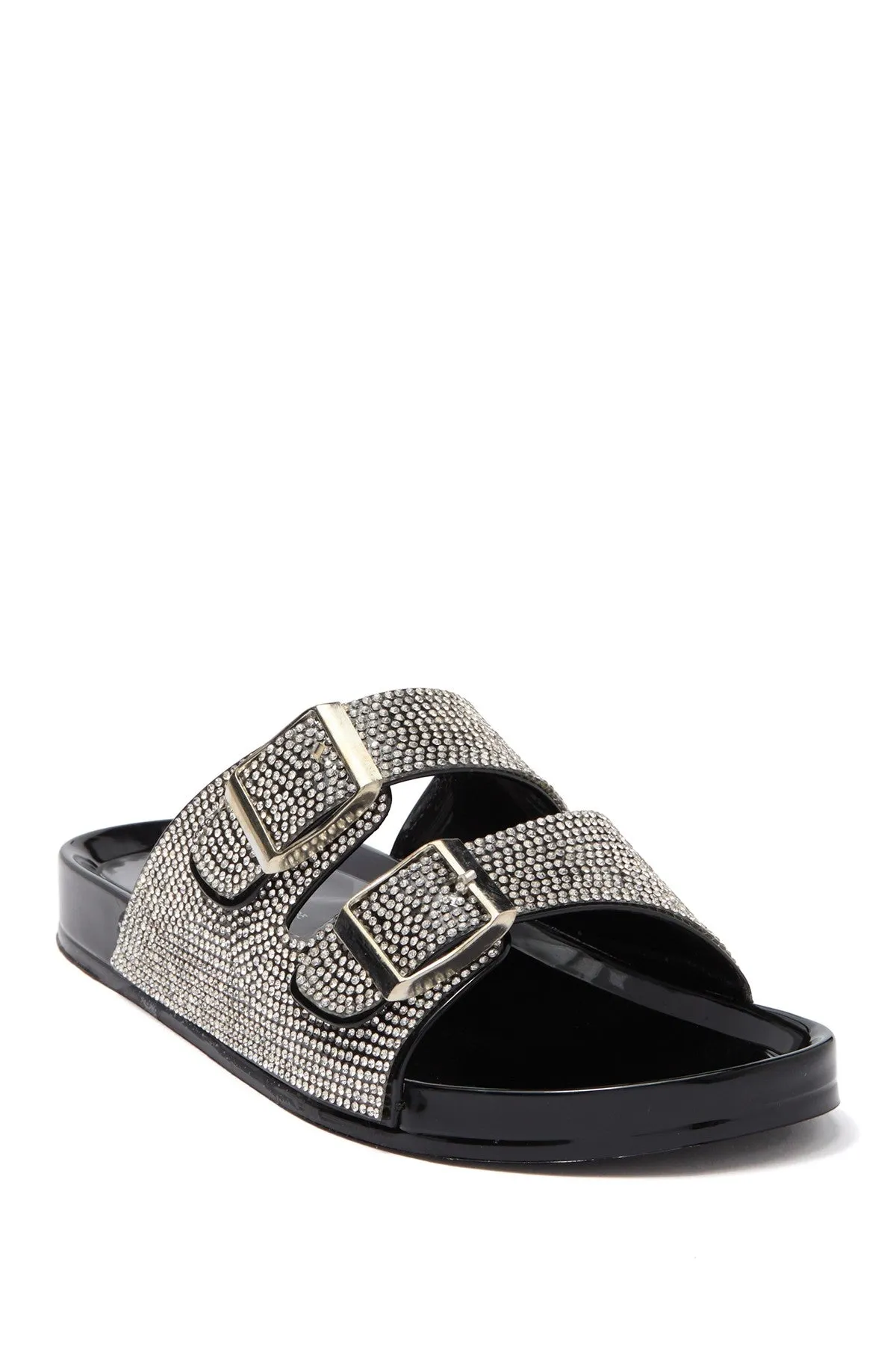Amar-16 - Wild Diva Dual Buckle Rhinestone Accent Embellished Sandals