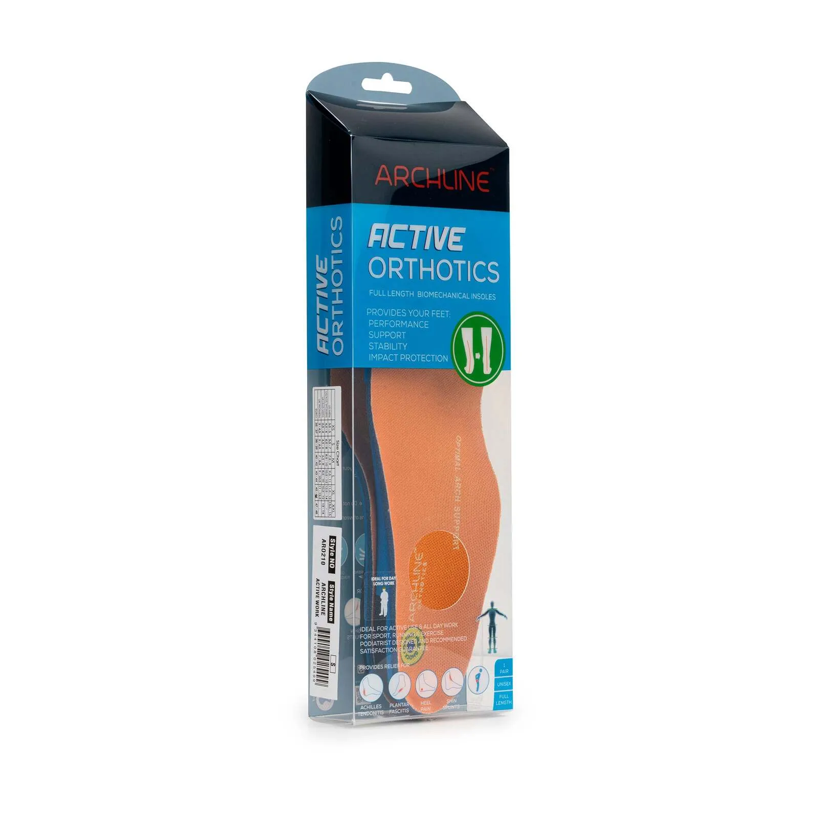 Archline Active Orthotics Full Length Arch Support Pain Relief Insoles - For Work - M (EU 40-42)