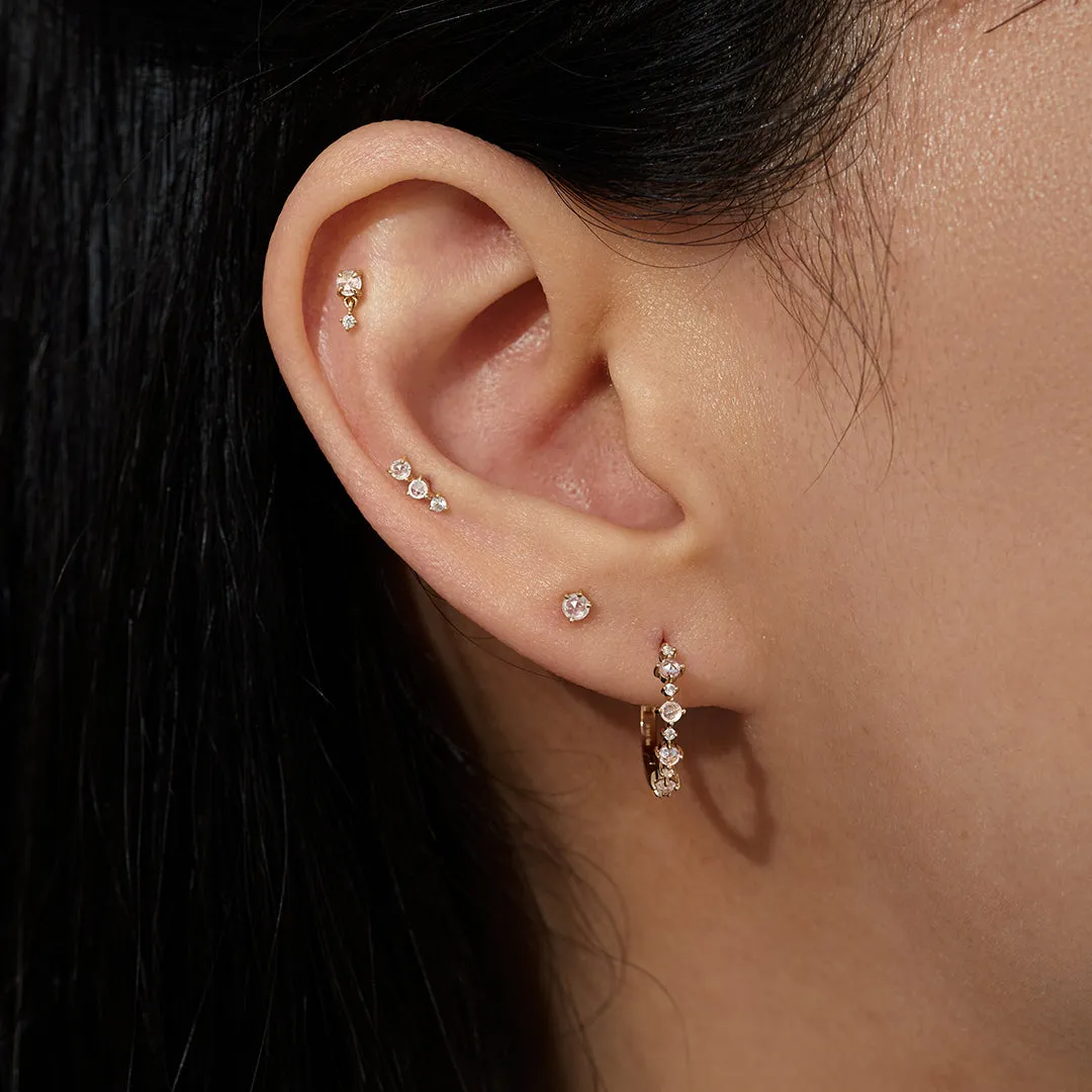 Audrey | Rose Cut White Sapphire Single Huggie Hoop