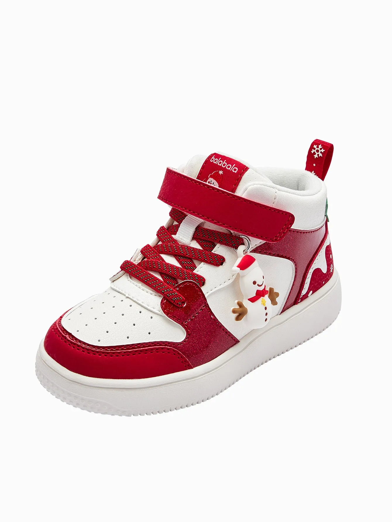 Balabala  high-top board shoes girls sneakers small white shoes 2025 New Year