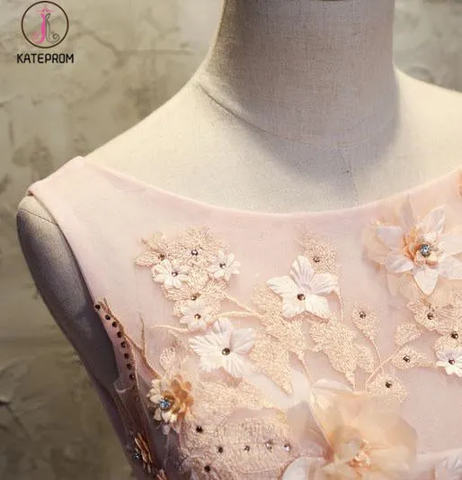 Ball Gown Long Prom Dress with Hand Made Flowers, Gorgeous Quinceanera Dresses KPP0835